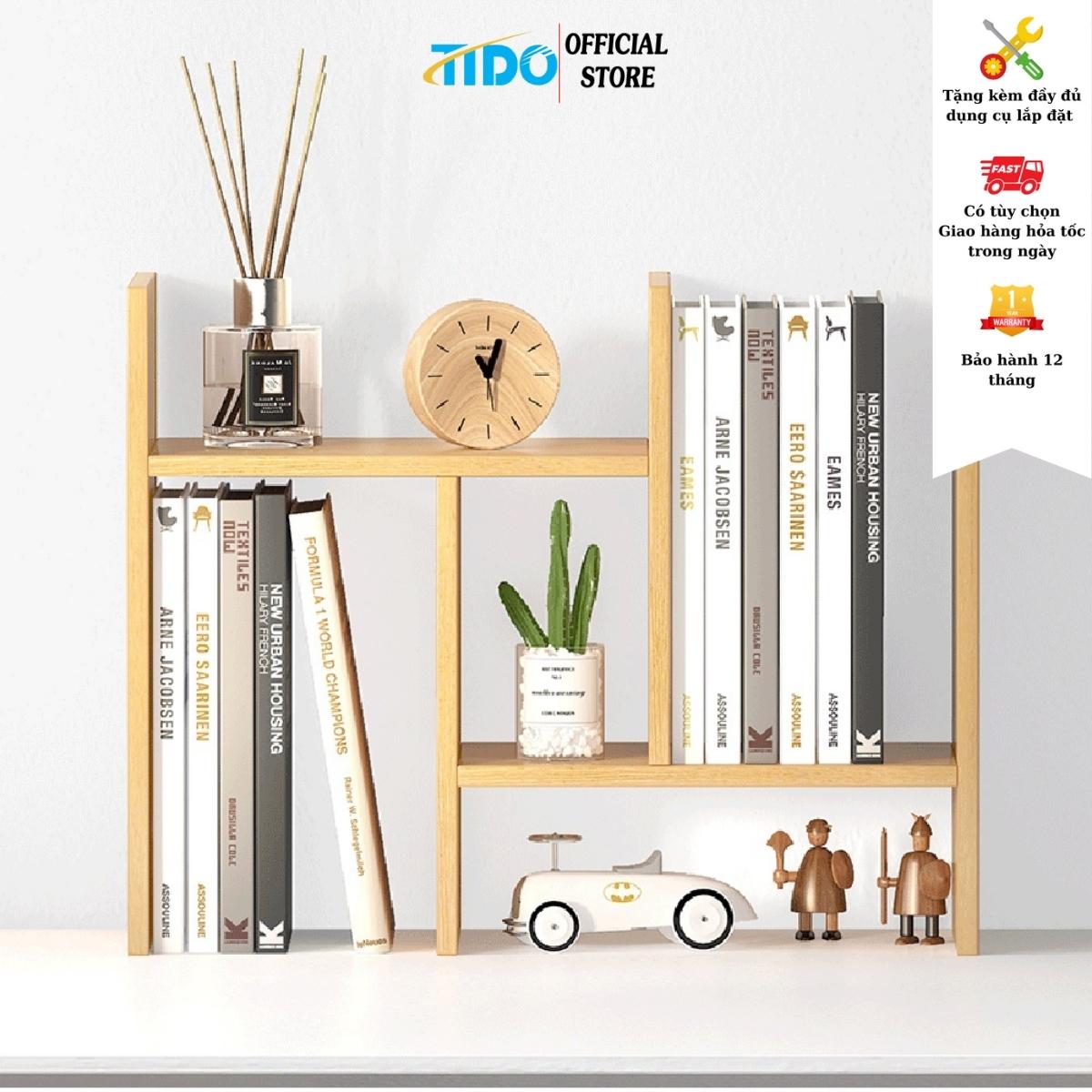Kệ sách gỗ để bàn TIDO kệ đựng đồ thiết kế lắp ghép hiện đại chất liệu MDF phủ melamine cao cấp