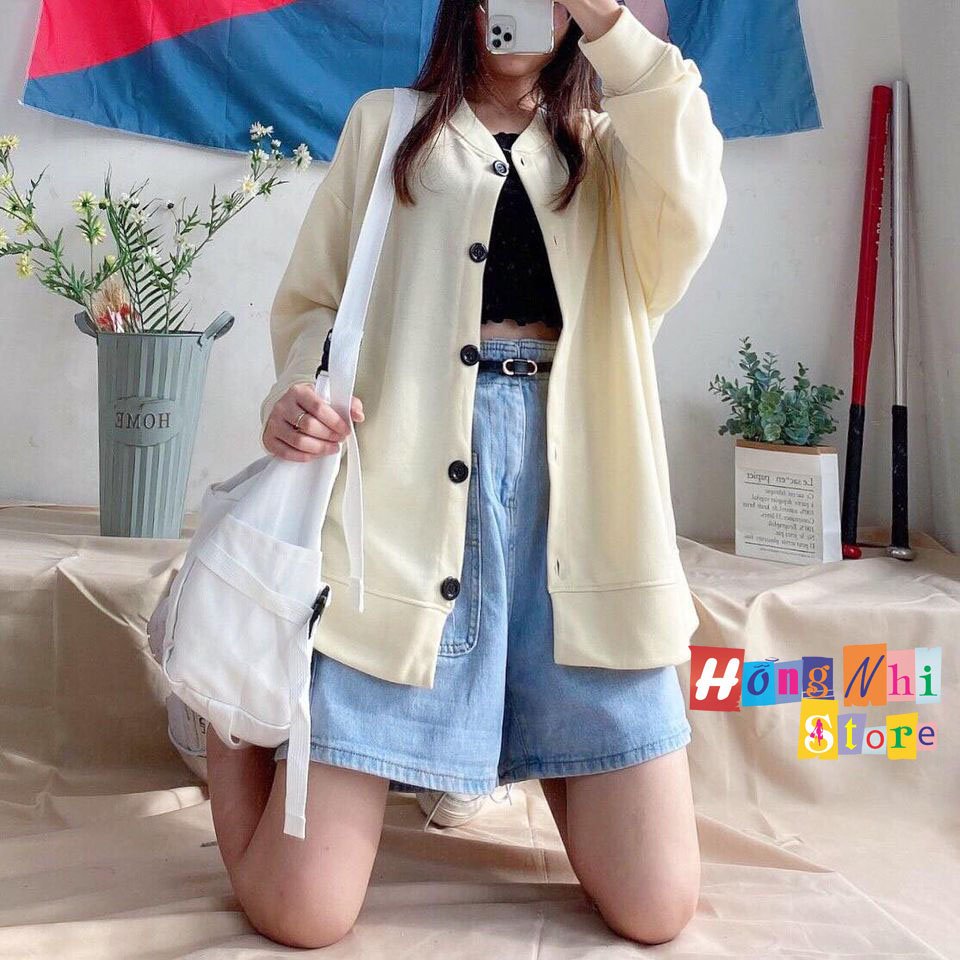 Áo Khoác Cardigan Trơn Màu Trắng Sữa Basic Oversize Ulzzang Unisex Nam Nữ Dáng Rộng - MM