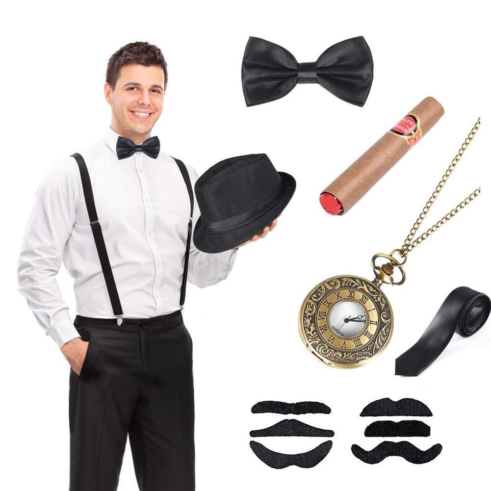 Phụ kiện năm 1920 Bộ Phụ nữ Retro và Đàn ông Phụ kiện Mafia Set Set Boray Sự kiện Bữa tiệc Giáng sinh của những năm 1920 năm 1920