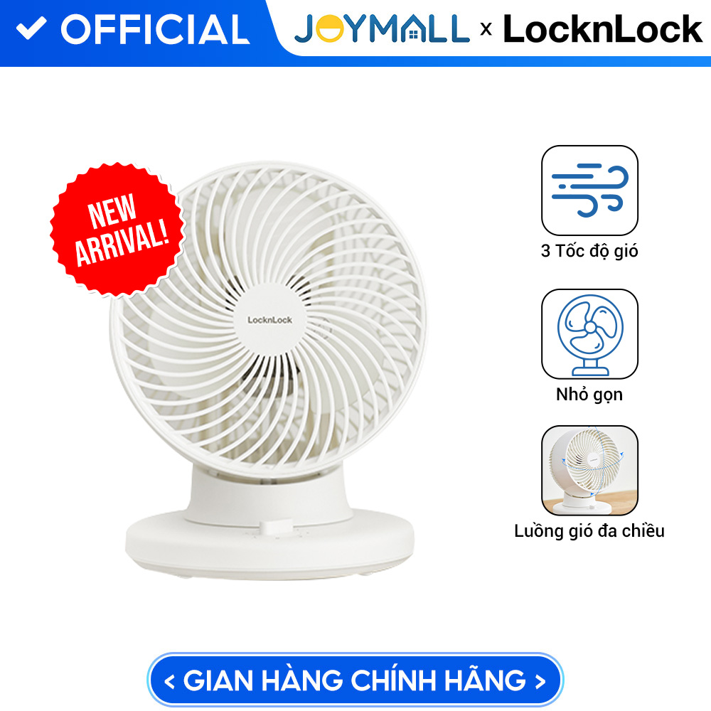 Quạt tuần hoàn không khí LocknLock Bianco ENF156IVY, Hàng chính hãng, mini để bàn, luồng gió đa chiều - JoyMall