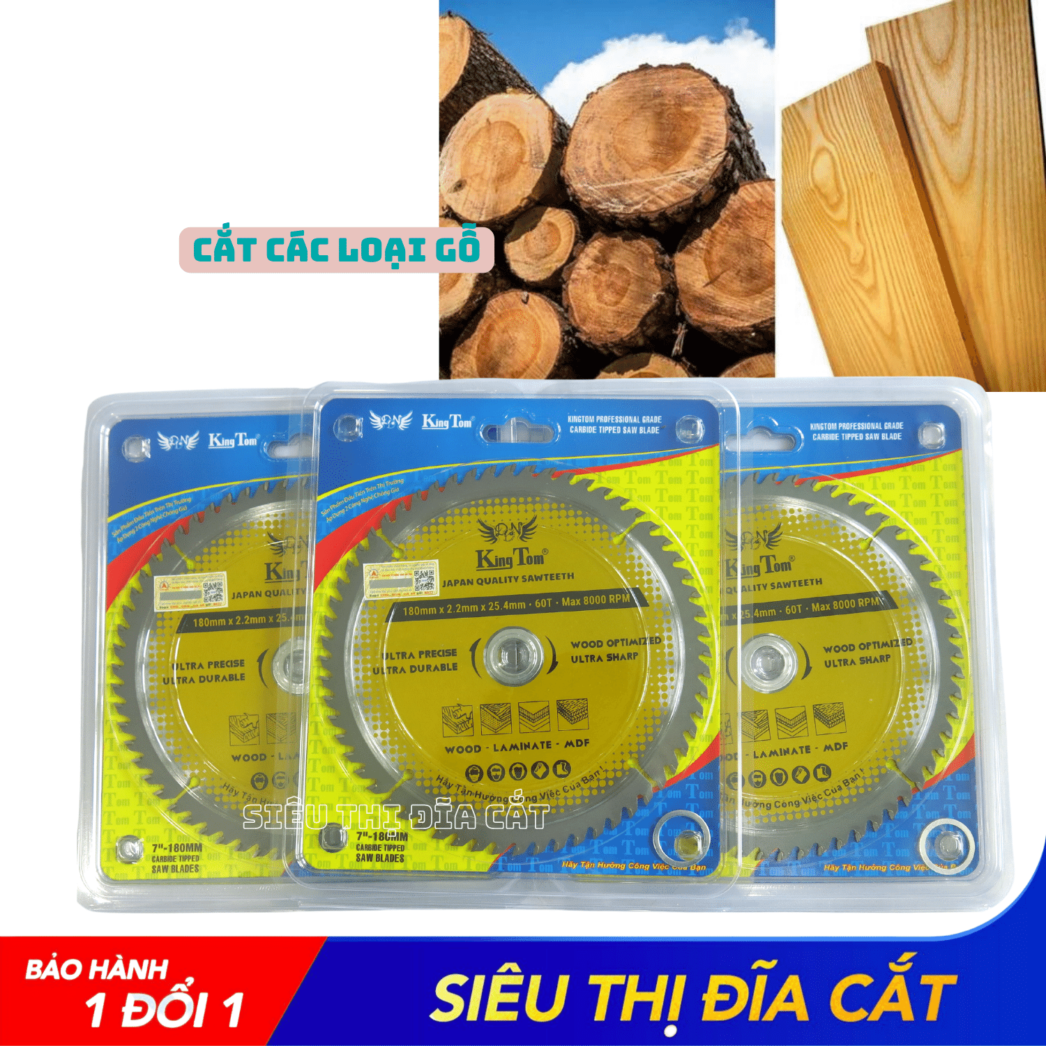 LƯỠI CƯA - LƯỠI CẮT GỖ 180-60 RĂNG KINGTOM VÀNG – CHẤT LƯỢNG VÔ ĐỊCH PHÂN KHÚC GIÁ RẺ!