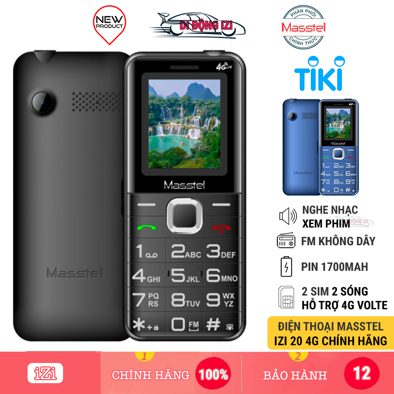 Điện Thoại Masstel Izi 20 4G - Loa To, Pin Trâu, 2 Sim 2 Sóng, Hỗ Trợ 4G VoLTE, Đèn Pin Sáng, Giá Rẻ - Hàng Chính Hãng