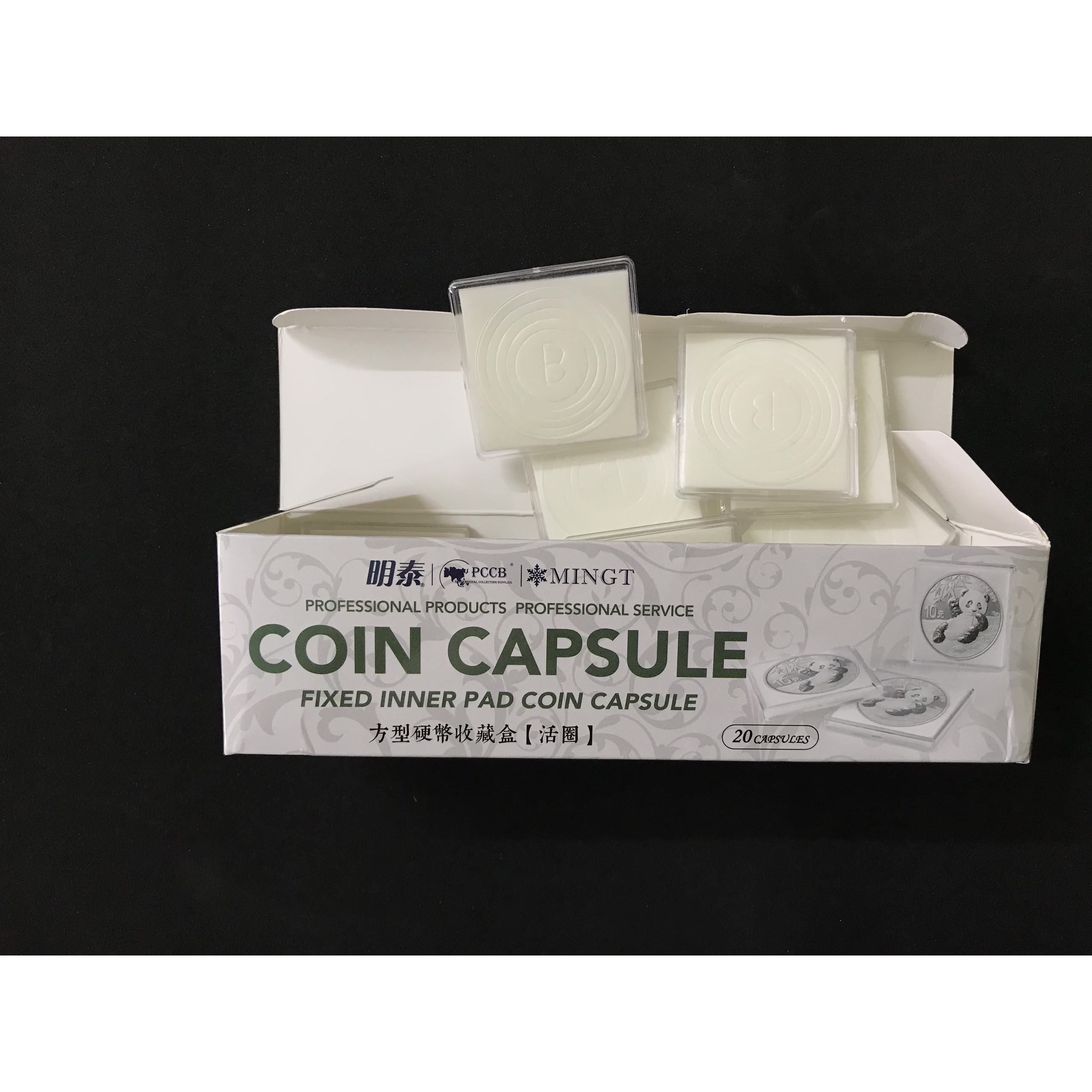 Hộp 20 Capsule vuông đựng xu màu trắng trong dùng để bảo quản xu sưu tầm - SP001180