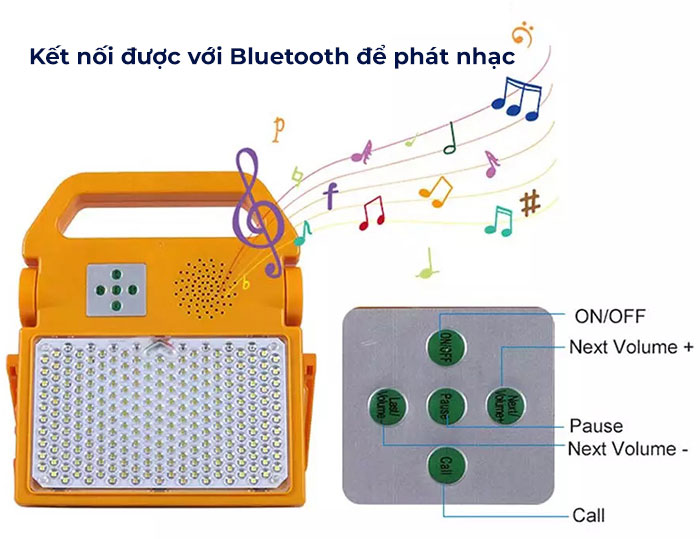 Đèn pha sạc điện & Solar kết nối được bluetooth GIVASOLAR SDT-100W