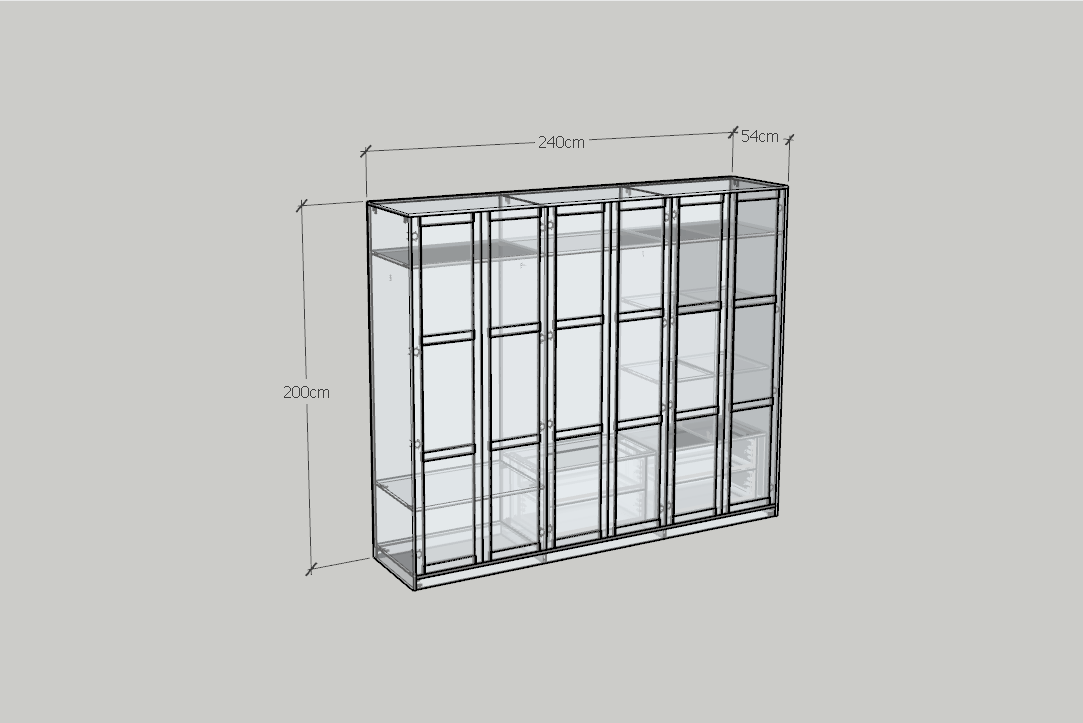 HAPPY FURNITURE , MATTA - Tủ quần áo 6 cửa mở , TCM_212 , 240cm x 54cm x 200cm DxRxC