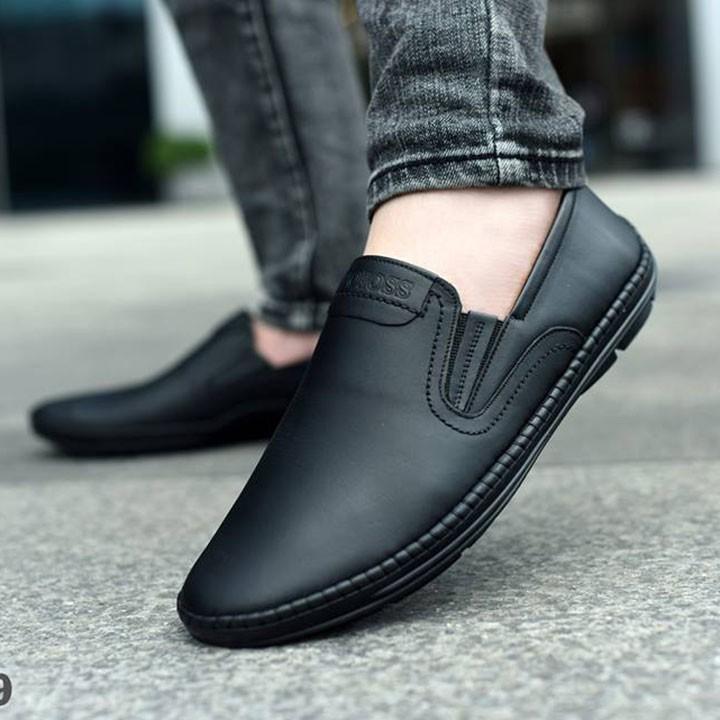 GIÀY DA NAM CÔNG SỞ - CHẤT LIỆU DA BÒ 100% - ĐẾ CAO SU KHÂU BỀ BỈ - HANG VIỆT NAM - MÀU ĐEN