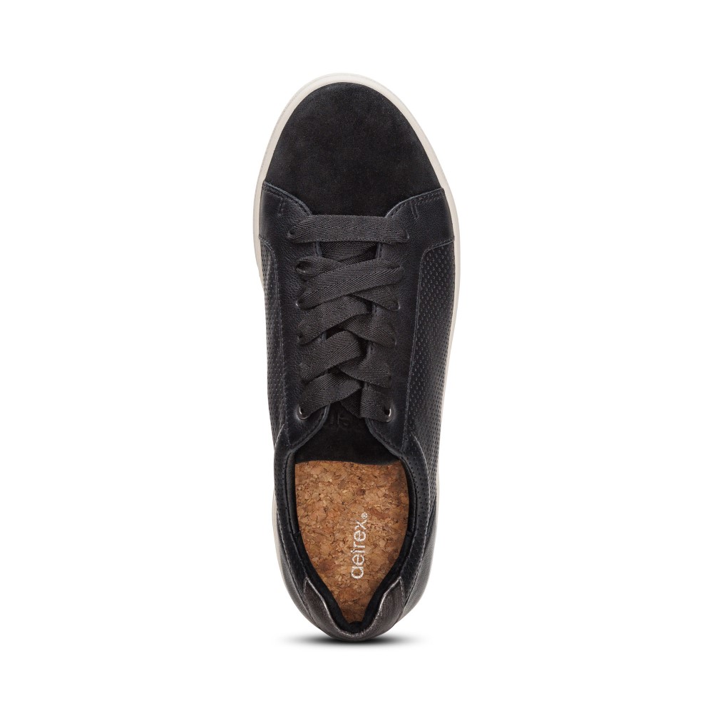 Giày thể thao sức khoẻ nữ Aetrex Courtney Black - Sneaker da đế đệm