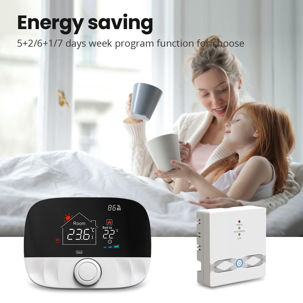 Tuya WIFI Temperature Controller Weekly Programmable Temperature Timing Setting Mobilephone Tuya SmartLife APP Remotely Control Compatible with Yandex Alice Amazon Alexa and Google Home for Voice Control