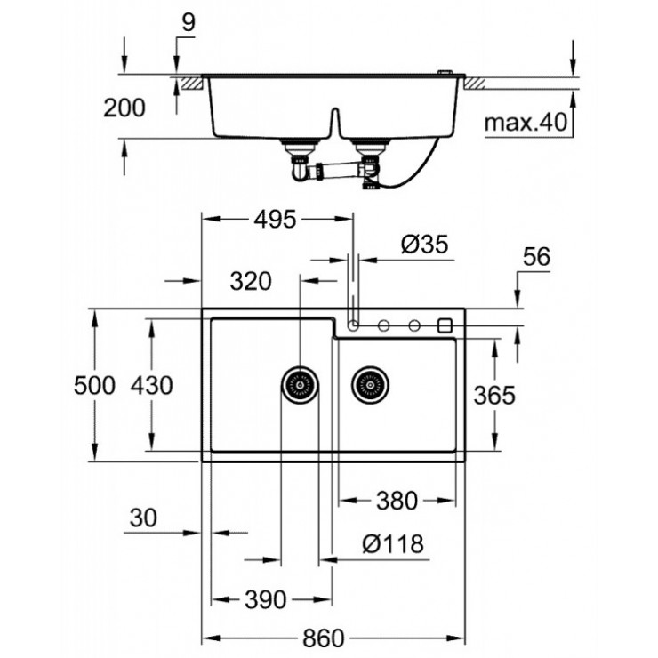 Bồn Rửa Chén Grohe Composite K500 31649AP0 Đá Thạch Anh