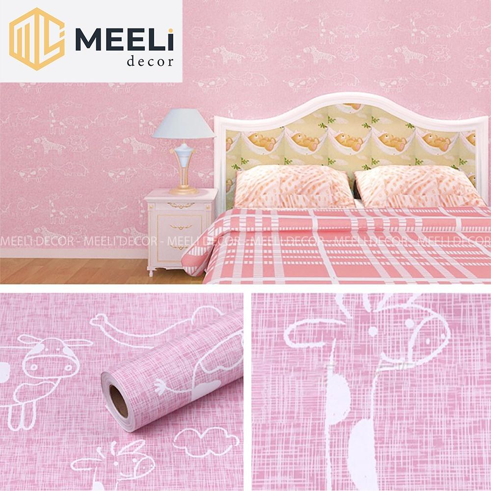 Cuộn 5m dài Giấy dán tường phòng ngủ, sẵn keo dễ dán, pvc chống thấm nước, kt 5m x 45cm, ME19