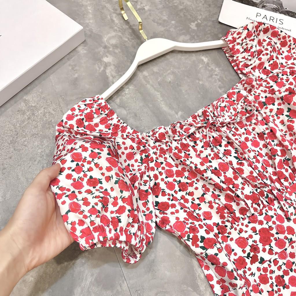 VÁY HOA NHÍ XẺ TÀ TAY BỒNG CHO NỮ