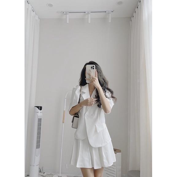 Set vest lệch áo + cv xếp li by samhyewear