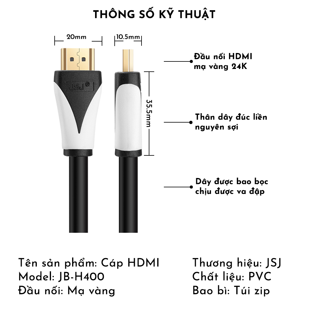 Dây Cáp HDMI Loại Tròn  JSJ-H400