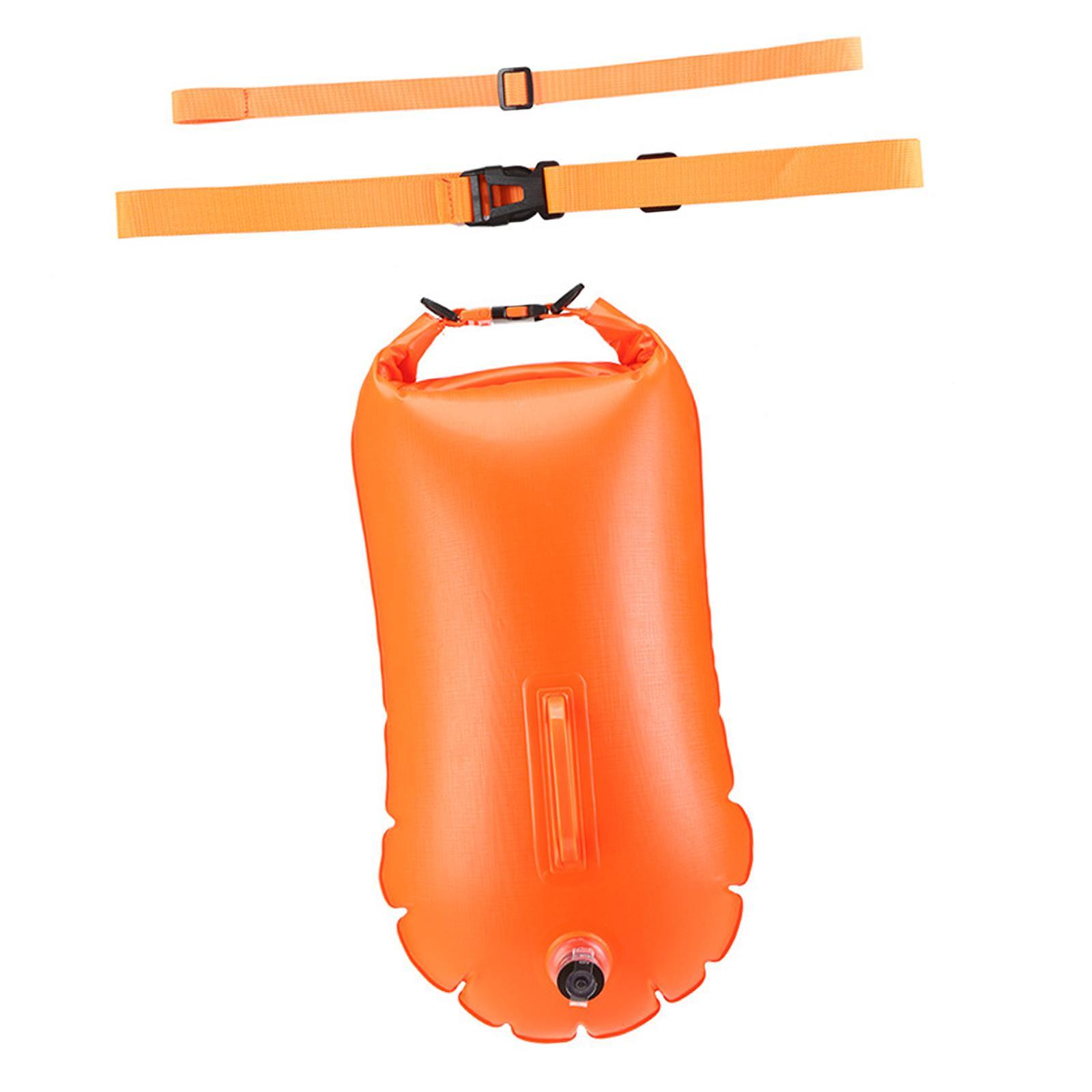 Inflatable Swim Buoy Swim Safety Float Waterproof Bag Swim Training Swimming Tow Bag Floating Bag for Outdoor Swimming Surfing Kayak Diving