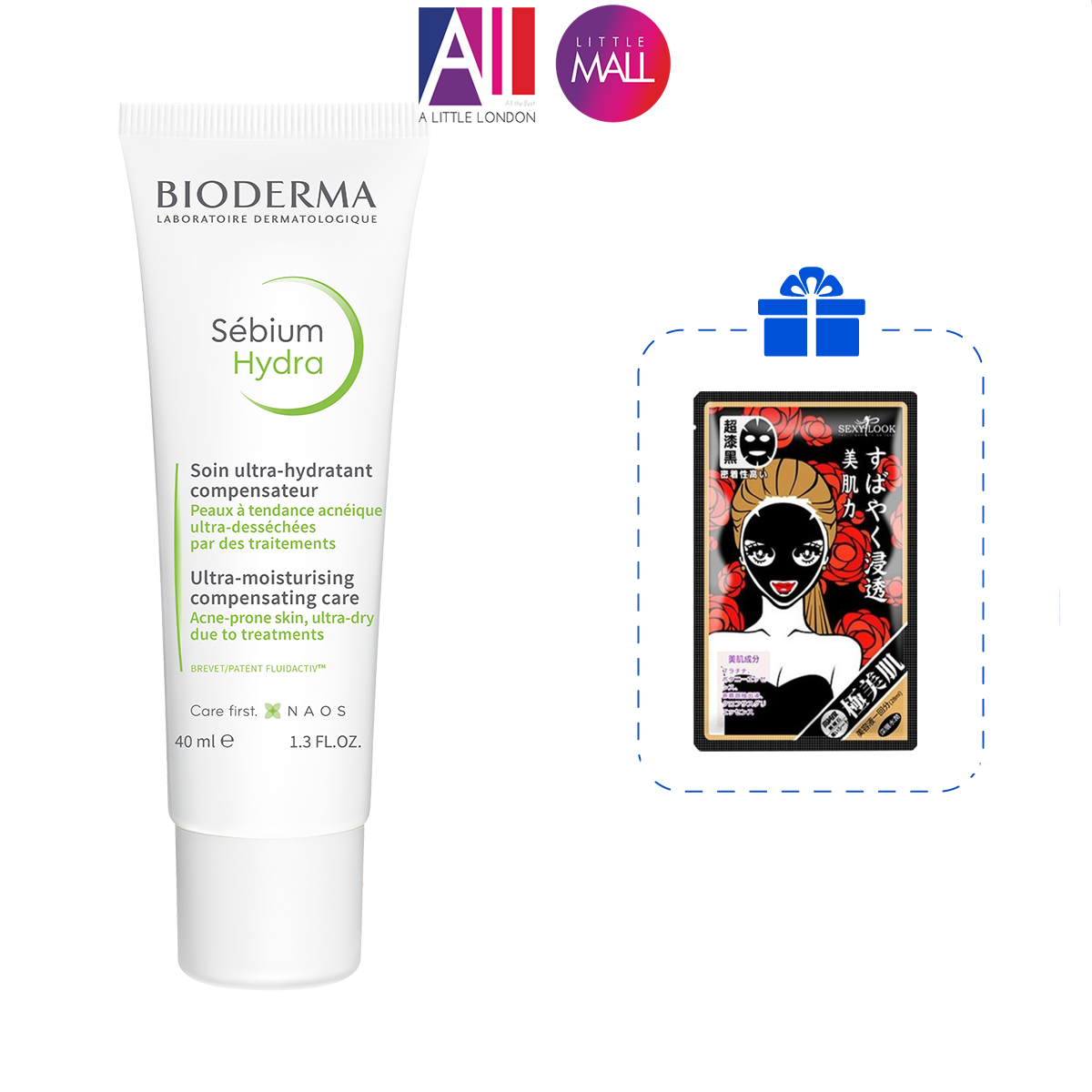 Kem dưỡng ẩm cho da dễ lên mụn Bioderma sebium hydra 40ml TẶNG mặt nạ Sexylook