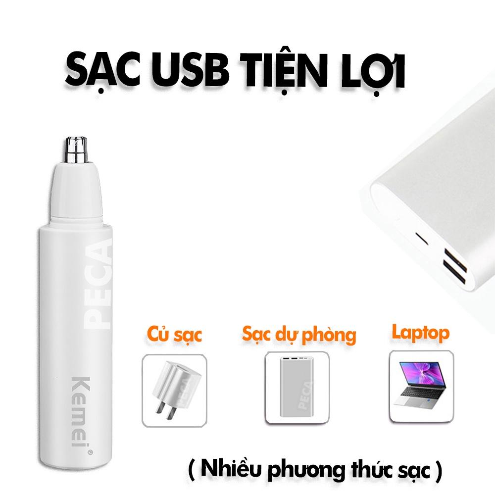 Máy tỉa lông mũi chuyên nghiệp Kemei KM-X4 dùng sạc USB tiện lợi, thiết kế nhỏ gọn dễ sử dụng