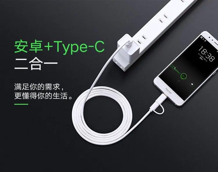 Ugreen UG30380US142TK 1.5M màu trắng Cáp USB-A sang Micro USB + USB-C cao cấp - HÀNG CHÍNH HÃNG