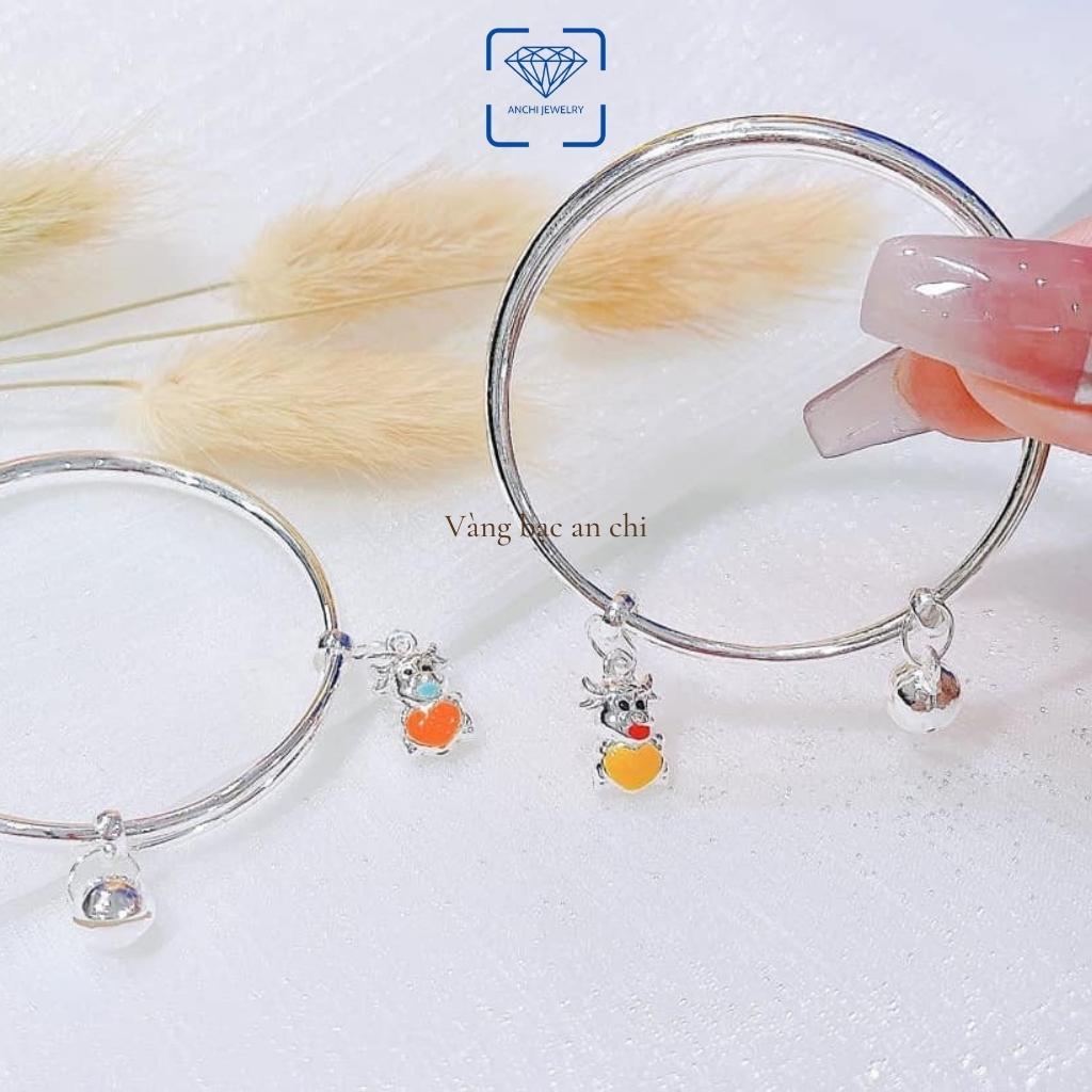 Vòng tay, lắc tay cho bé gái có chuông charm bạc ngộ nghĩnh, trang sức Anchi jewelry
