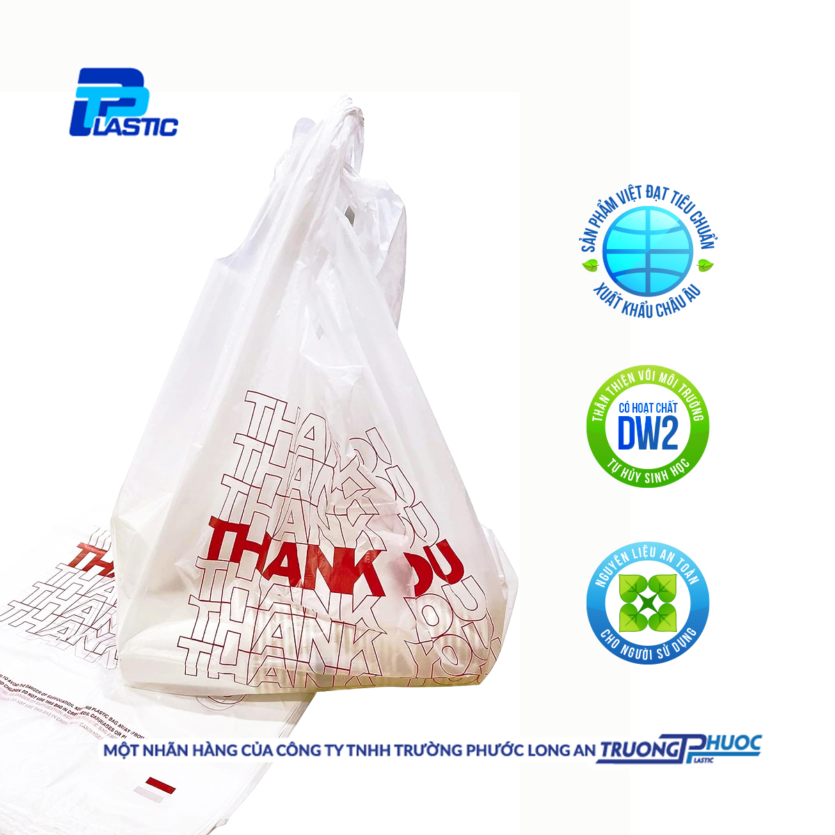 Túi PP Nhựa - Túi Siêu Thị Có Quai, In Hình Thank You, 1kg