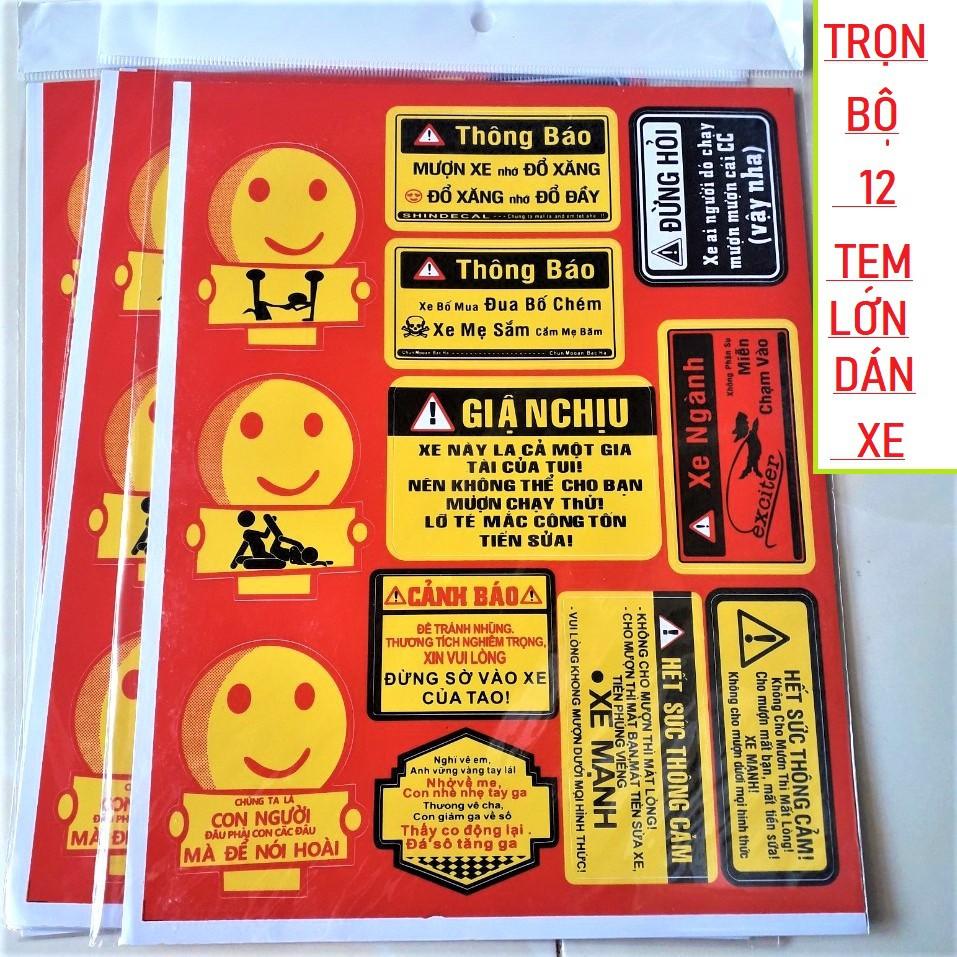 Trọn tấm 12 miếng tem dán xe nghộ nghĩnh cực đẹp