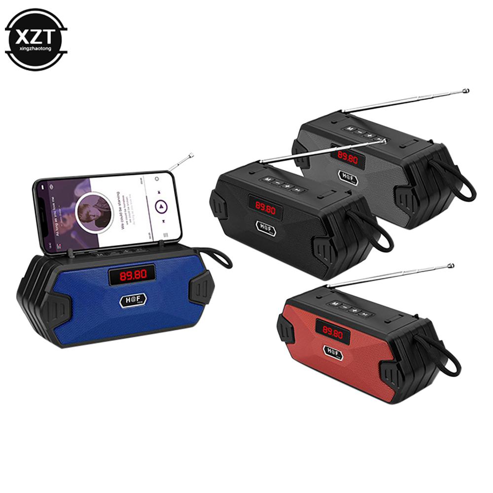 Loa di động không dây TWS tương thích với Bluetooth Giá đỡ điện thoại Cột trầm Loa USB ngoài trời có đài FM AUX TF MP3 Màu sắc: Đen