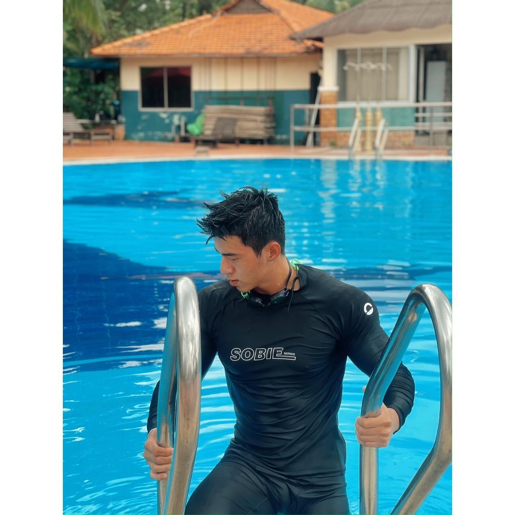 Áo Bơi Nam Tay Dài Black Sobie