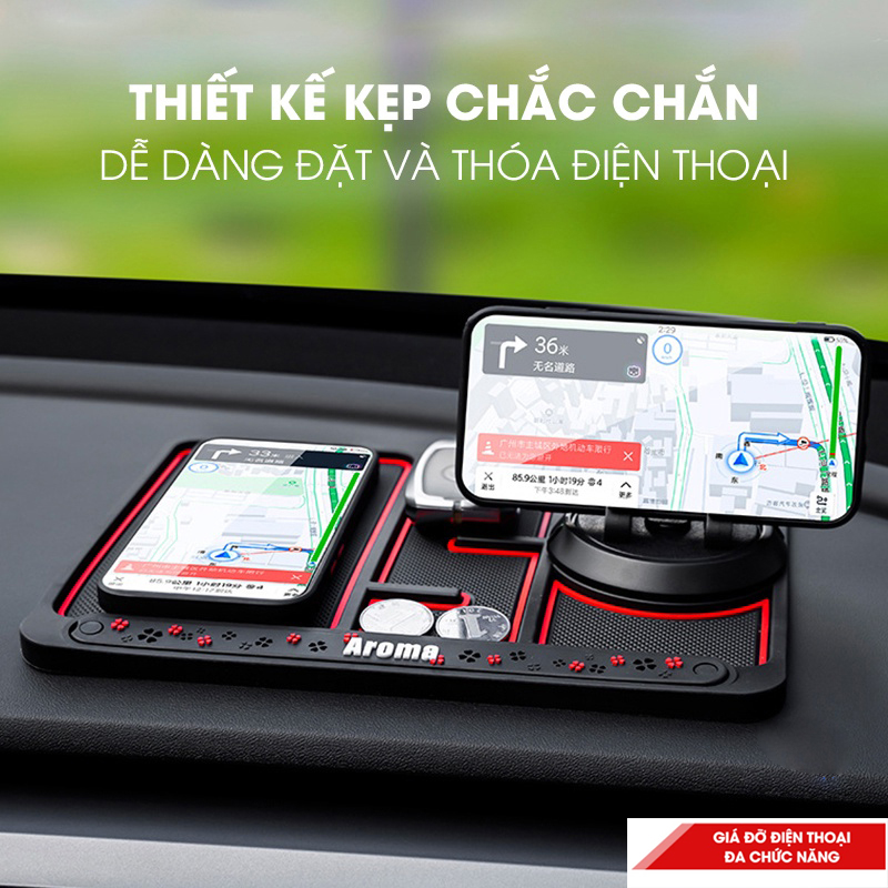Thảm Giá Đỡ Điện Gắn Taplo Ô Tô Chống Trơn Trượt Đa Năng Cao Cấp