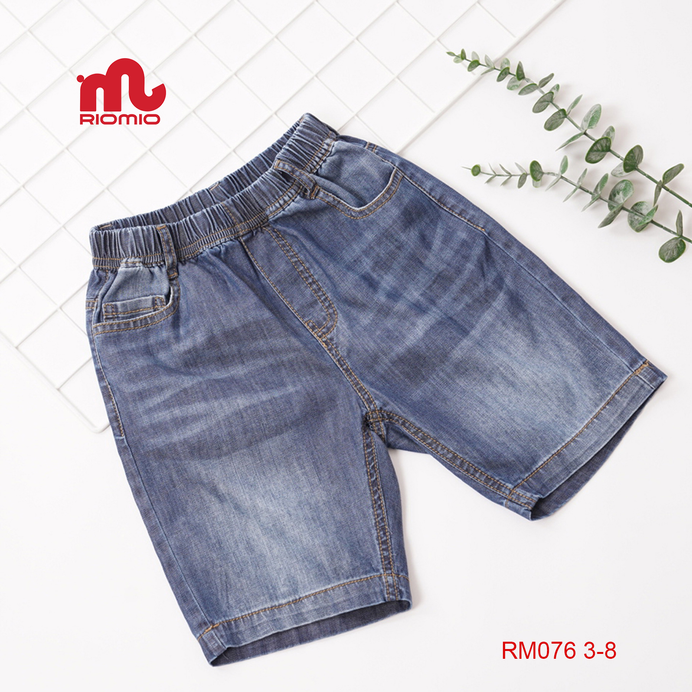 Quần short jean bé trai Riomio Chất liệu 100% cotton jean, thấm hút mồ hôi, hand feel mềm mịn- RM076