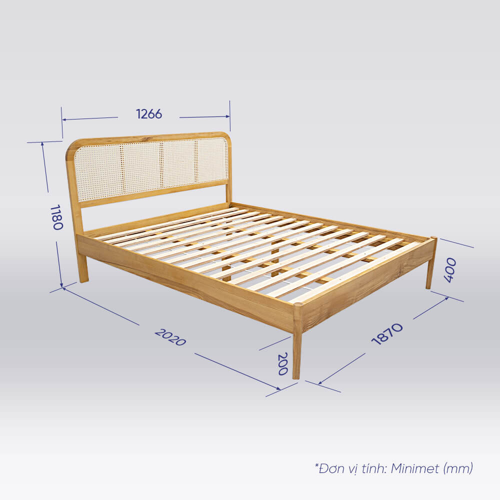 Giường gỗ Tần Bì Amando Hestia nhập khẩu châu Âu, chất lượng bền bỉ, khả năng chống cong vênh và mối mọt tốt