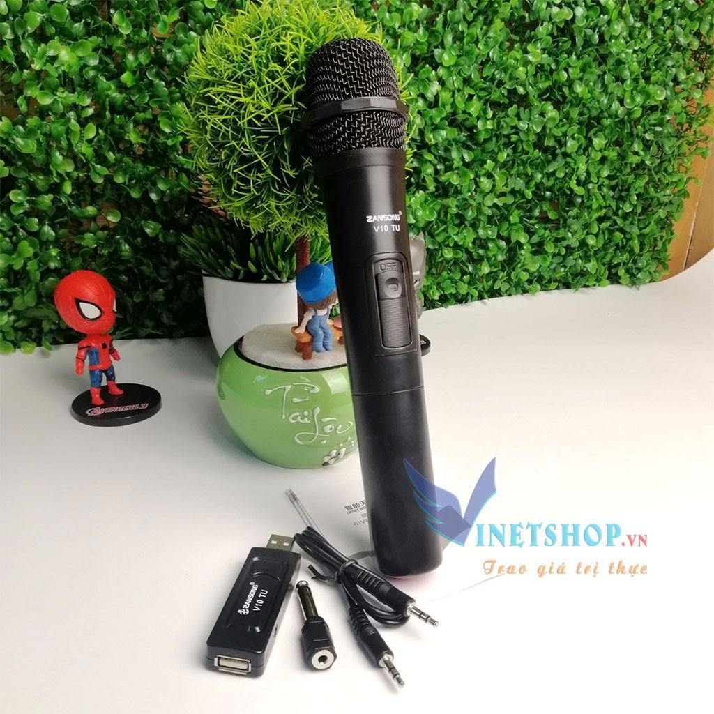 Micro Karaoke không dây cho loa kéo Zansong V10 (đen) - Hỗ trợ các thiết bị có jack cắm 3.5mm và 6.5mm -DC2168