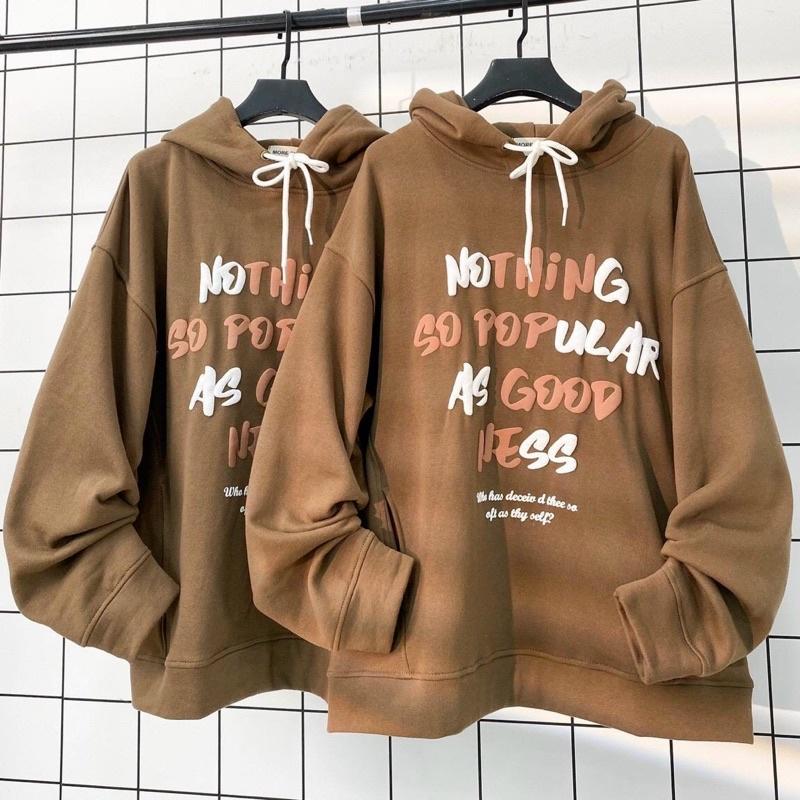 Hoodie POPU Form Rộng Oversize Unisex Vải Nỉ Bông