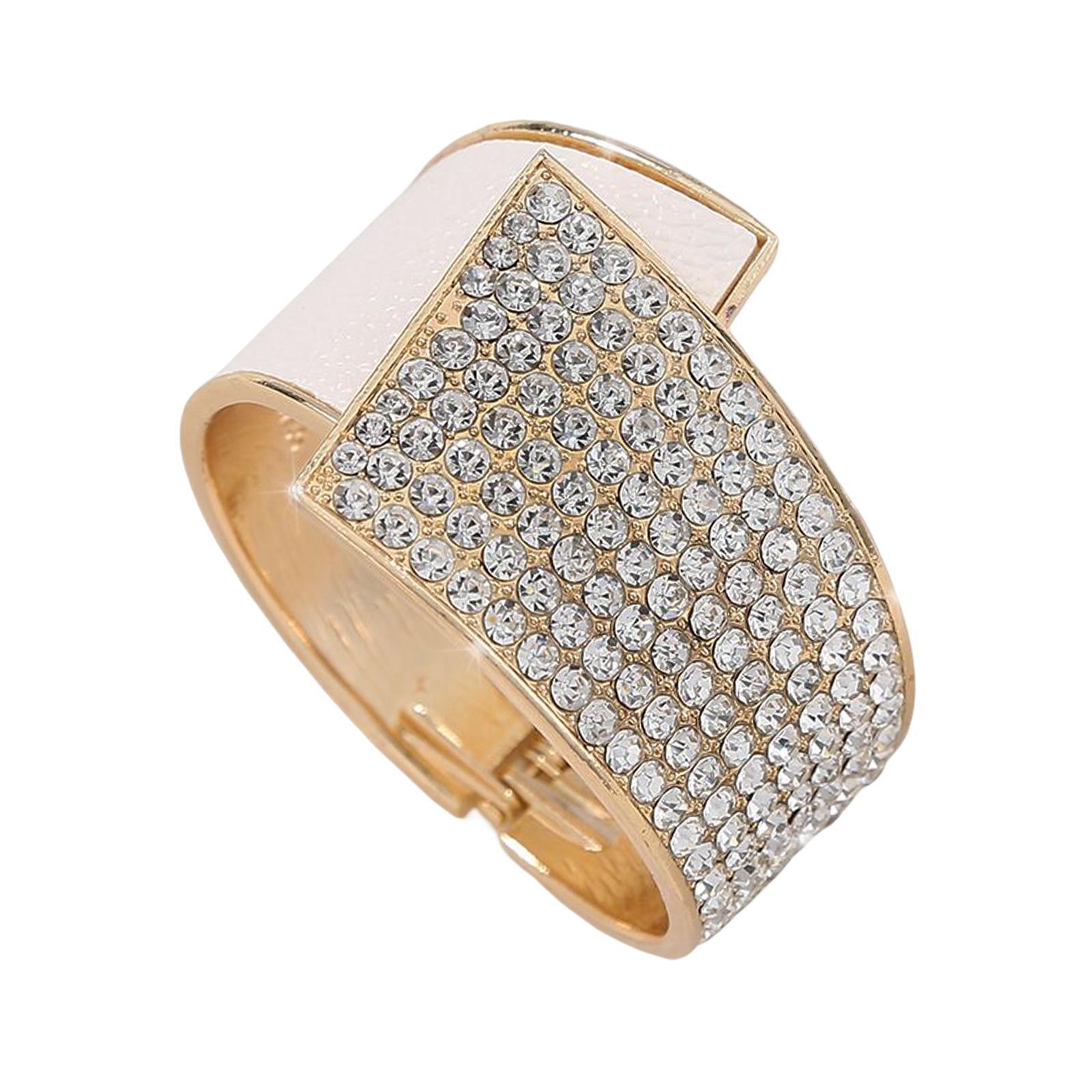 Trendy Open Bracelet Charms Rhinestones Wide Asymmetrical for Birthday