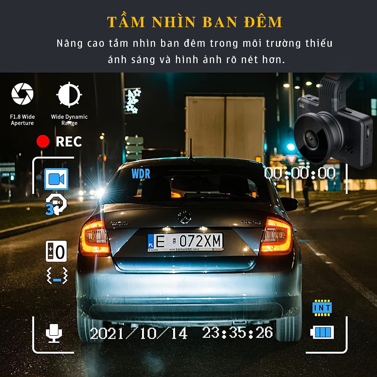 Camera hành trình ô tô K10 PRO FHD 1080P Siêu nét -Góc rộng 170 độ - Màn hình 3 inch -Tặng kèm camera lùi