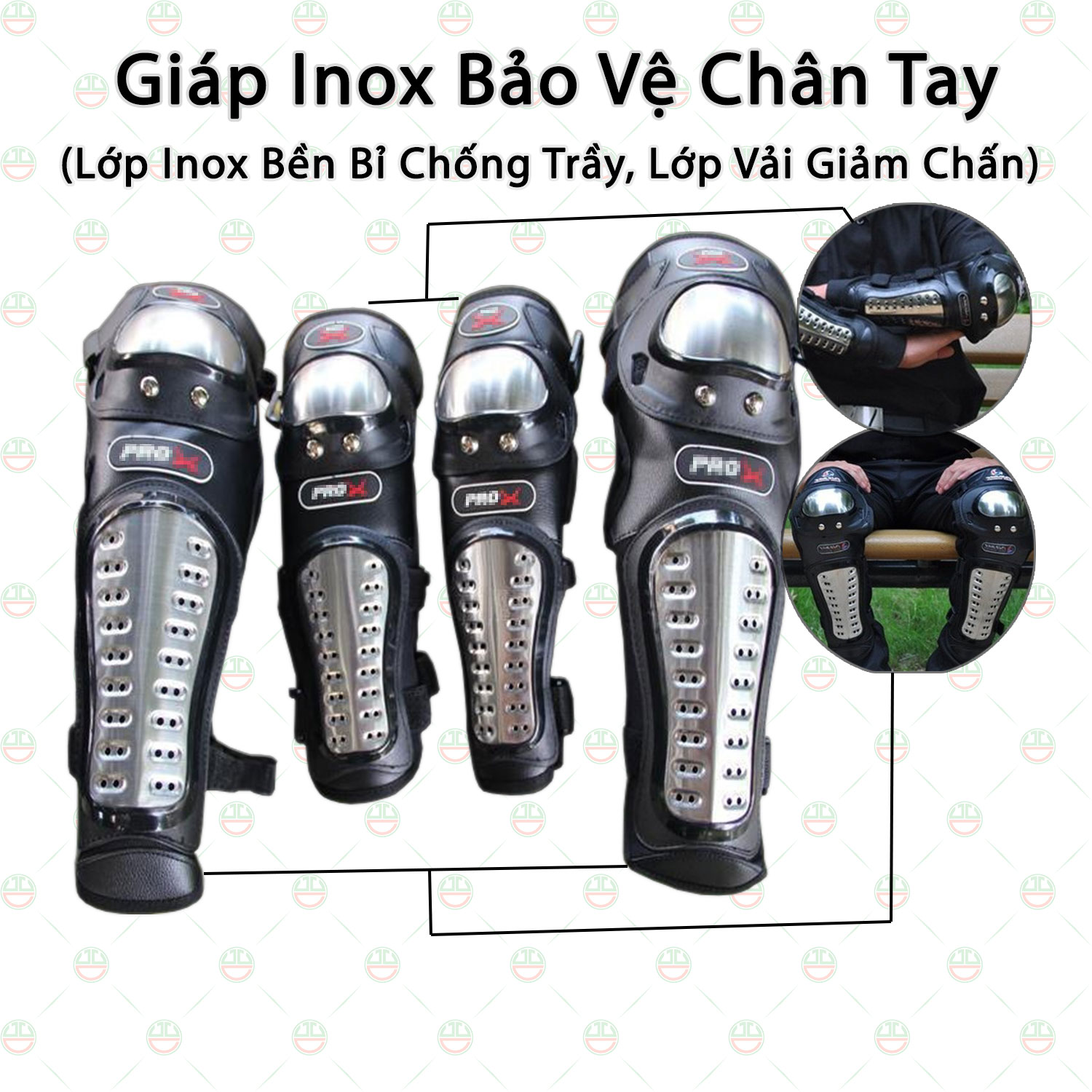 (An Toàn) Bộ Giáp Cao Cấp KhoNCC Hàng Chính Hãng - Bảo Vệ Tay Chân Đi Xe Máy Inox - Giảm Chấn Khi Sự Cố Thi Đấu - Phượt - Du Lịch - KLM-BGBVCTI