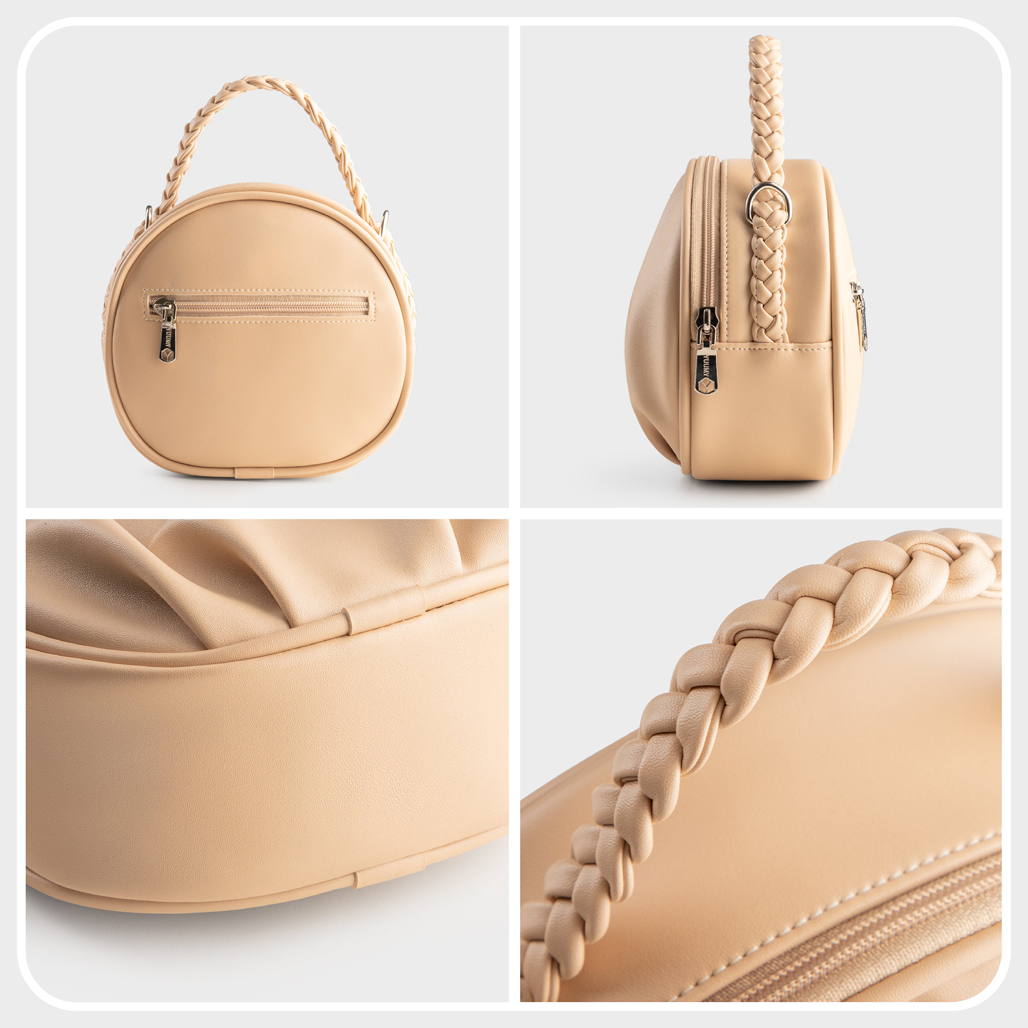 Túi Yuumy ( Thời trang nữ thiết kế nhún dáng tròn size 19 - Túi đeo chéo da Seasand YN264 )