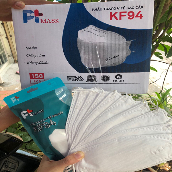 Khẩu Trang Y tế  KF94 PT Mask Kháng khuẩn, Chống Bụi. Đạt Các Chứng Chỉ ISO 13485, ISO 9001, CE, FDA, TGA.