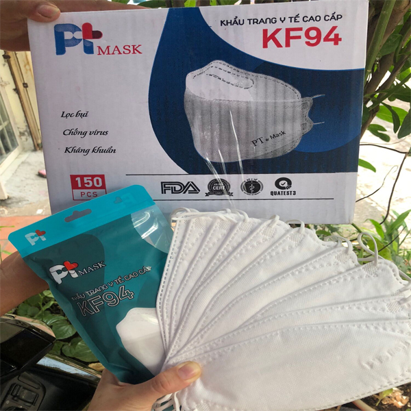 Khẩu Trang Y tế  KF94 PT Mask Kháng khuẩn, Chống Bụi. Đạt Các Chứng Chỉ ISO 13485, ISO 9001, CE, FDA, TGA