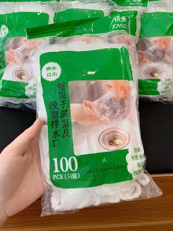 Combo 100 Túi Lọc Rác Bồn Rửa Bát - Thiết Kế Kiểu Lưới Siêu Dai Đầu Túi Có Chun Co Giãn Chống Tắc Nghẽn Ống