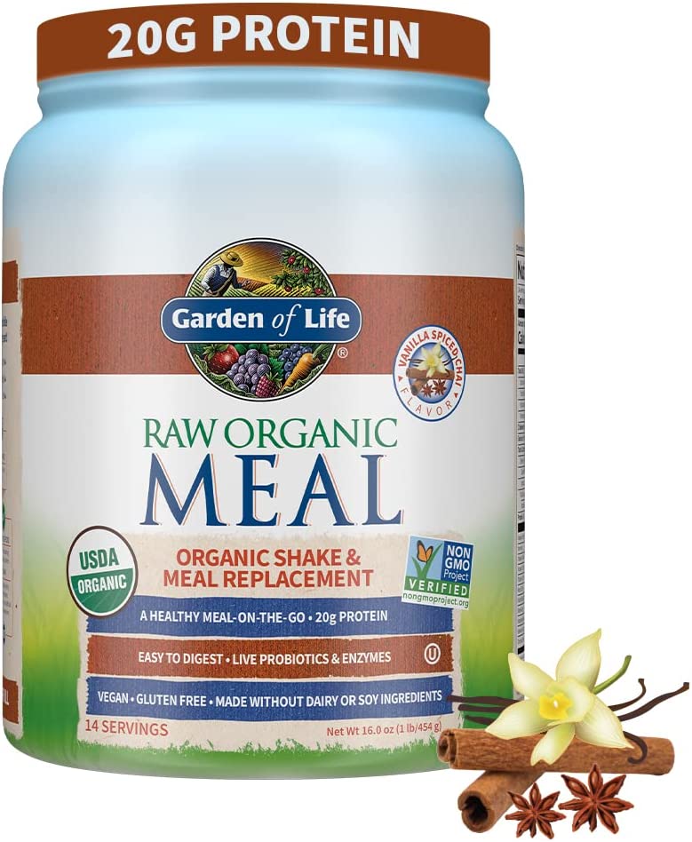 HŨ 454g BỘT ĐẠM HỮU CƠ NGUYÊN CHẤT - THAY BỮA ĂN - VỊ VANILLA CHAI (hoa hồi) Garden of Life Protein Meal (16 oz), ĂN KIÊNG, KETO, EAT CEAN, GYMER