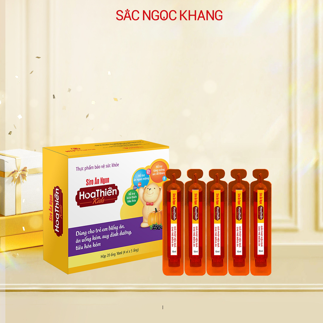 Siro Ăn Ngon Hoa Thiên KID Hộp 20 ống 10ml giúp hổ trợ hệ tiêu hóa cho bé