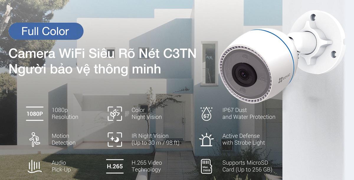 Camera quan sát IP Wi-fi ngoài trời EZVIZ C3TN 2MP 1080P Color Hàng chính hãng