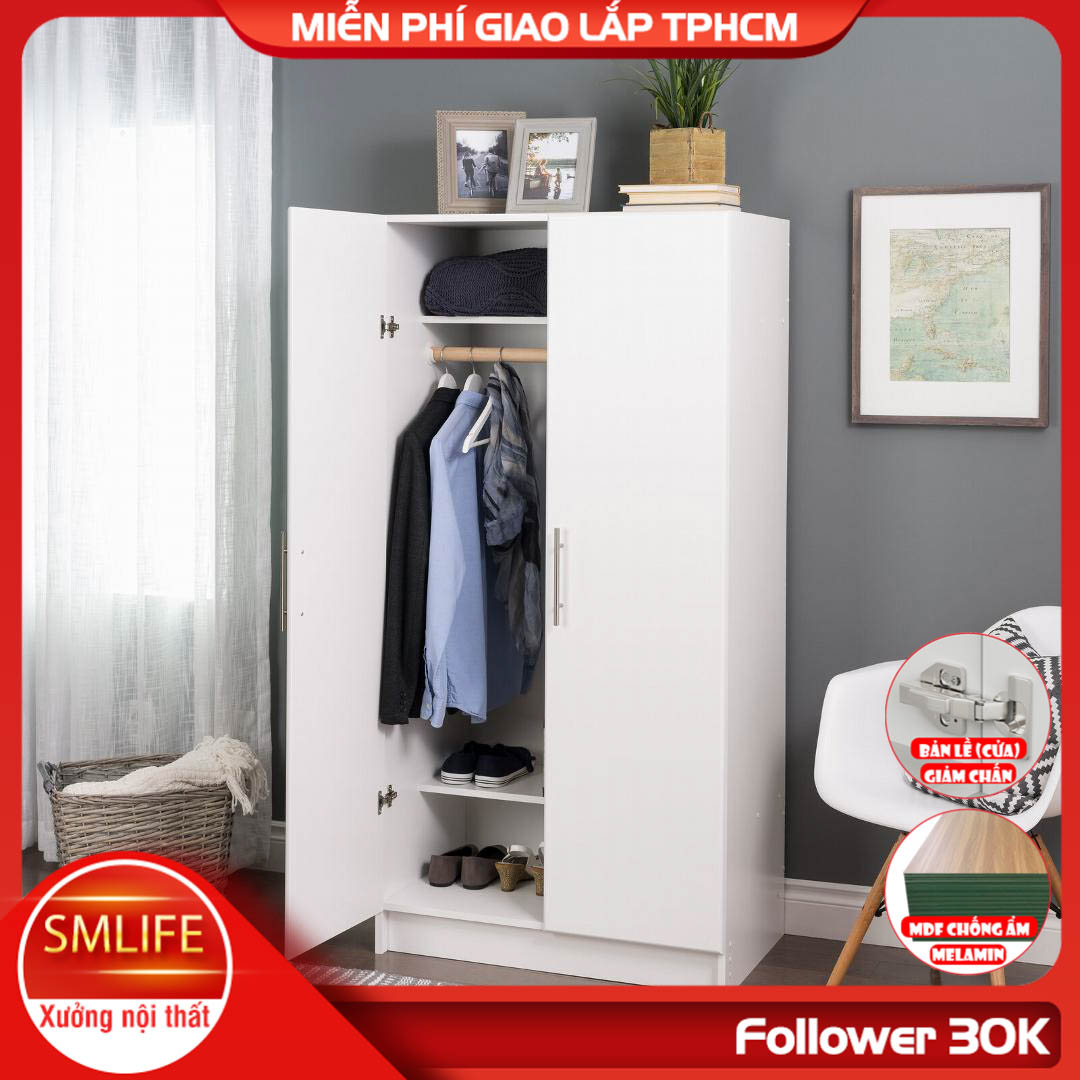 Tủ áo gia đình bằng gỗ đẹp tiện dụng SMLIFE Cynthia