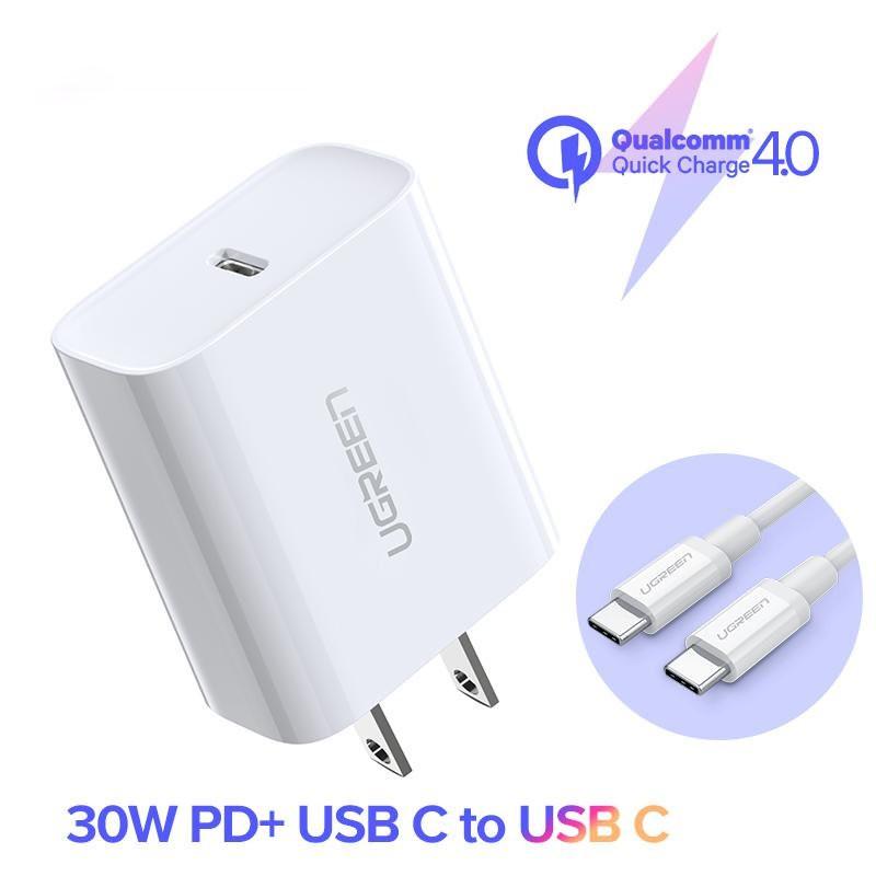 Sạc nhanh UGREEN CD137 60449 1 cổng USB Type C Hỗ trợ PD QC 4.0 3.0 tối đa 18W cho iPhone 12 / Samsung - Hàng chính hãng