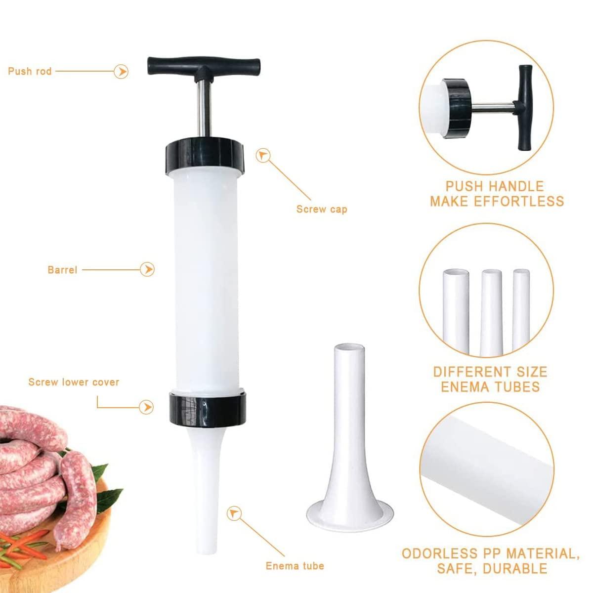 Máy làm đầy muối, bụi xúc xích, phễu làm đầy xúc xích, ống làm đầy, máy xúc xích, với 3 phễu thịt băm nhỏ, làm xúc xích