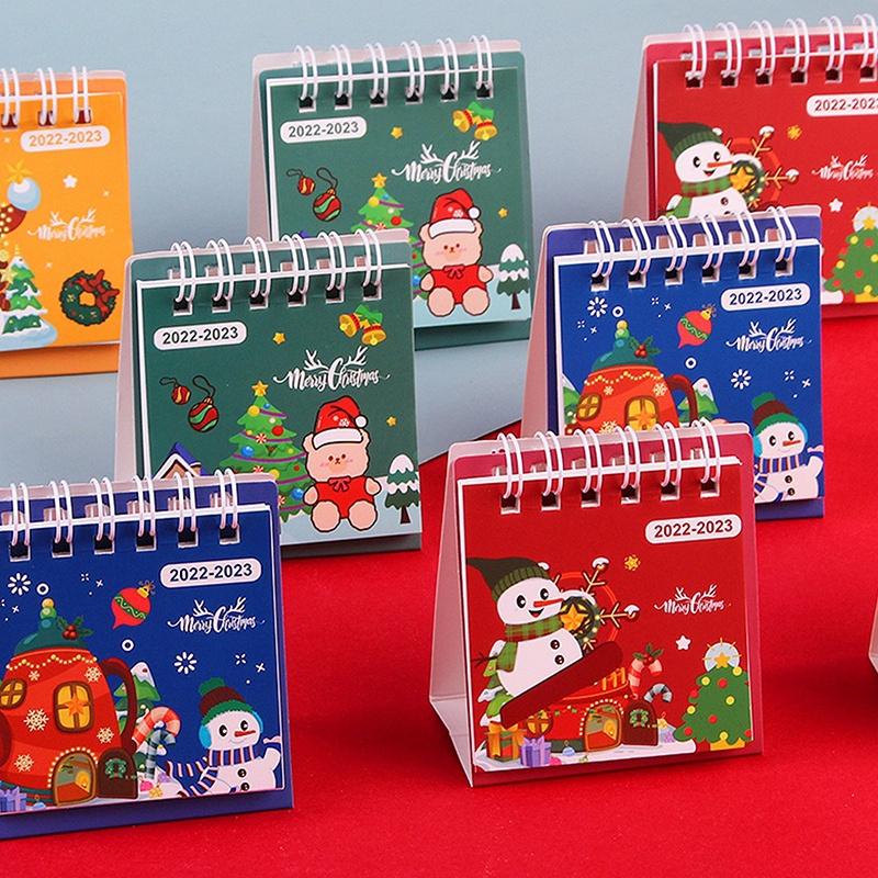 Lịch 2022-2023 Mini Để Bàn Họa Tiết Hoạt Hình Phong Cách Giáng Sinh