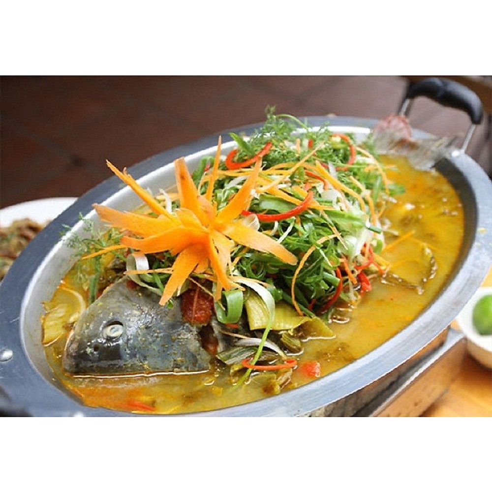 Khay lẩu cá chép om dưa dùng được tất cả các loại bếp nhiệt bếp từ, bếp ga , điện