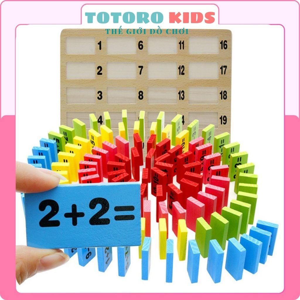 Bộ đồ chơi bằng gỗ Domino 110 quân toán học giáo dục xếp hình lắp ghép thông minh trí tuệ cho bé trai gái
