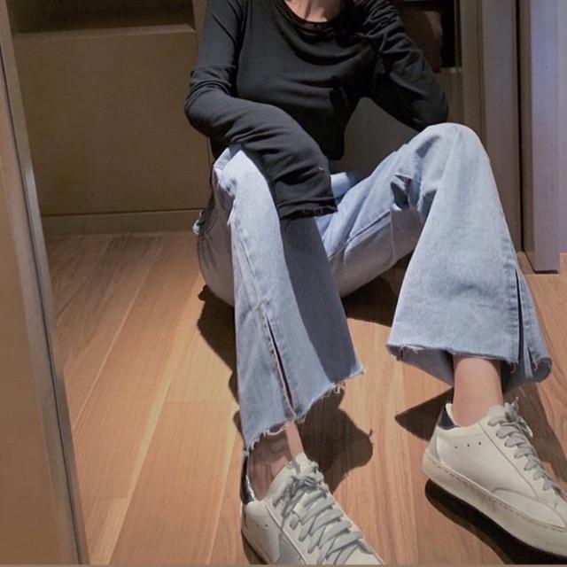 QUẦN JEANS ỐNG RỘNG XẺ Gấu DÁNG DÀI- hình thật chính chủ