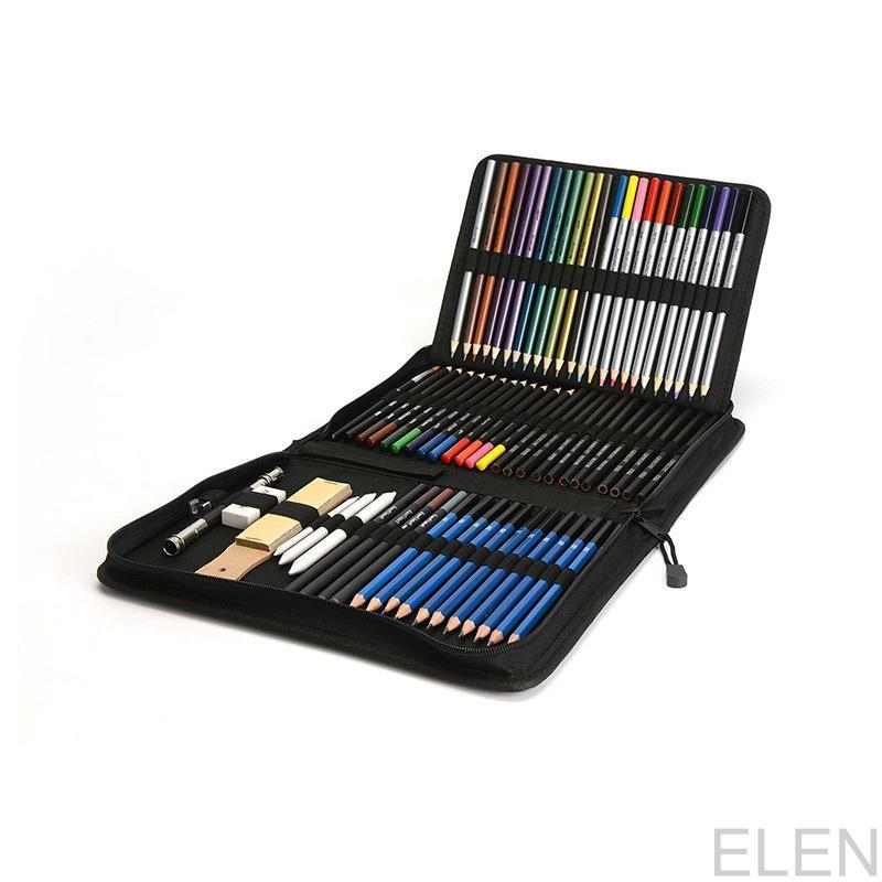 72Pcs Sketch Color Painting Set Professional Professional Artist Pencils Set Water-Soluble Lead Supplies Drawing ELEN