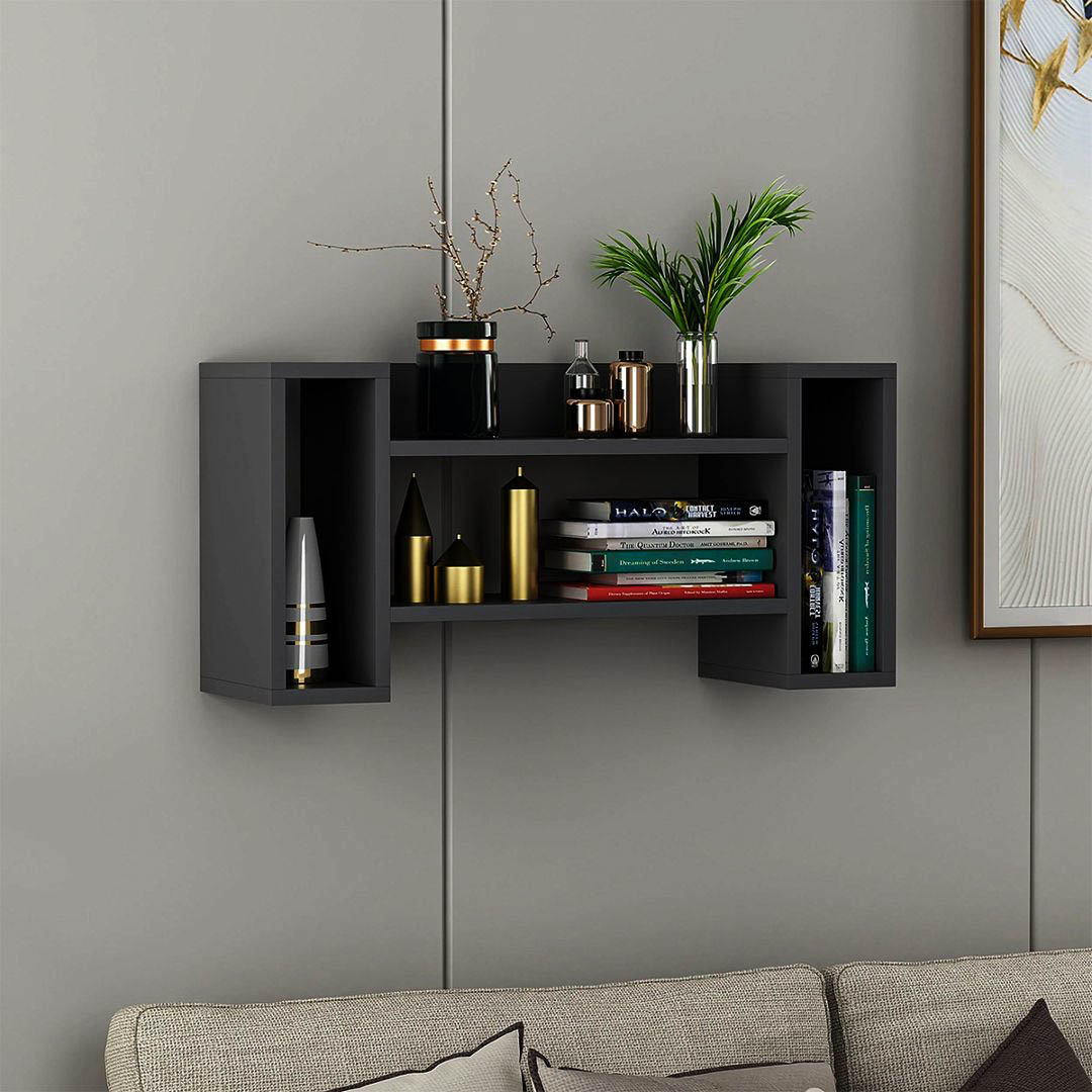 Kệ gỗ treo tường trang trí hiện đại SMLIFE Wadorudu | Gỗ MDF dày 17mm chống ẩm | D80xR20xC40cm